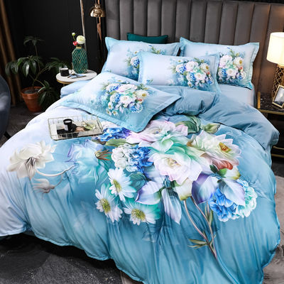 2023 Lavatura di seta comodo Beddinmg Set di stampa diagonale lenzuola da letto di lusso copertura da letto Fiore