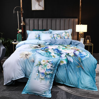 2023 Lavatura di seta comodo Beddinmg Set di stampa diagonale lenzuola da letto di lusso copertura da letto Fiore