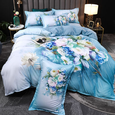 2023 Lavatura di seta comodo Beddinmg Set di stampa diagonale lenzuola da letto di lusso copertura da letto Fiore