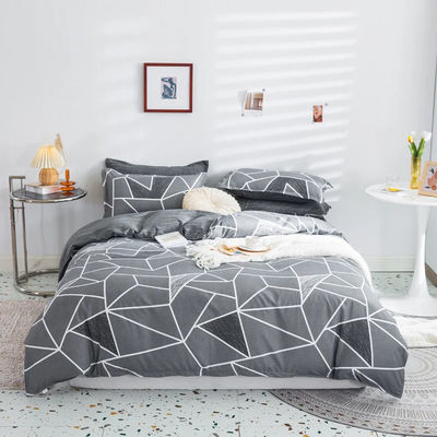 Stampa geometrica Aloe Vera cotone Set di lenzuola da letto in quattro pezzi con stampa reattiva