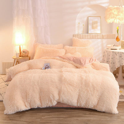 Set di biancheria da letto di lana di visone con copertura di copriletto a colori solidi e collezioni per cuscini