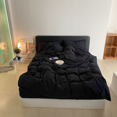 1.2m 4 piedi biancheria da letto King-Size Set in cotone nero massiccio lavato con tende corrispondenti