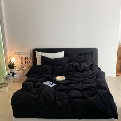 1.2m 4 piedi biancheria da letto King-Size Set in cotone nero massiccio lavato con tende corrispondenti
