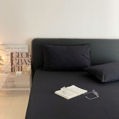1.2m 4 piedi biancheria da letto King-Size Set in cotone nero massiccio lavato con tende corrispondenti