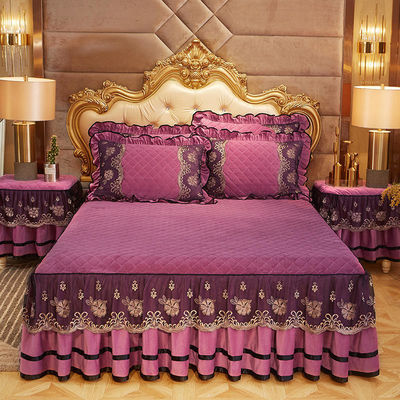 Set di copriletto invernale di sabbia da 4 pezzi di lusso con biancheria da letto ricamata per 2.0m 6.6 piedi