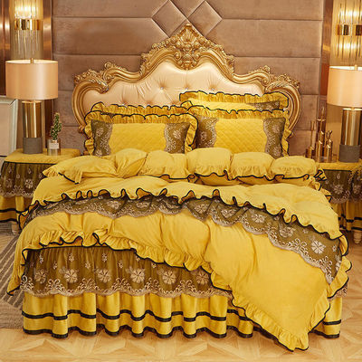 Set di copriletto invernale di sabbia da 4 pezzi di lusso con biancheria da letto ricamata per 2.0m 6.6 piedi