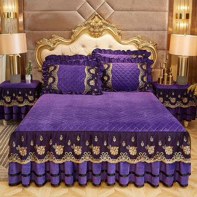 Set di copriletto invernale di sabbia da 4 pezzi di lusso con biancheria da letto ricamata per 2.0m 6.6 piedi