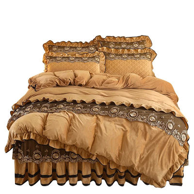 Set di copertura per copriletto 4pcs 400TC gonne da letto di cotone lussuosa biancheria da letto a pieghe con 2 casse per cuscini