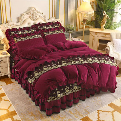 Set di copertura per copriletto 4pcs 400TC gonne da letto di cotone lussuosa biancheria da letto a pieghe con 2 casse per cuscini
