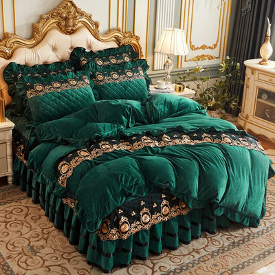Set di copertura per copriletto 4pcs 400TC gonne da letto di cotone lussuosa biancheria da letto a pieghe con 2 casse per cuscini