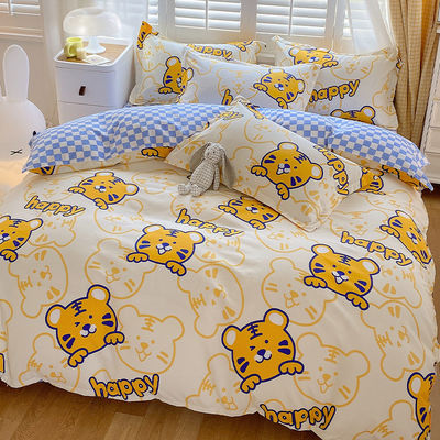 Modello di pianta di cotone spazzolato Set di biancheria da letto per 2,2 m 7 piedi Letto di design semplice