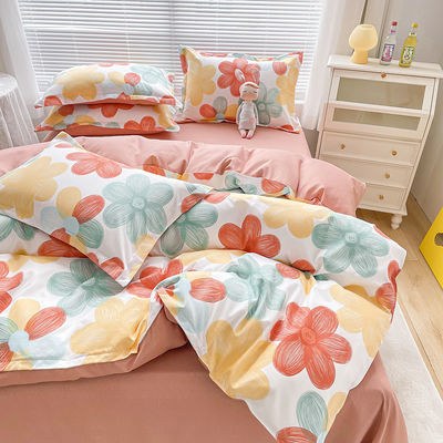 Modello di pianta di cotone spazzolato Set di biancheria da letto per 2,2 m 7 piedi Letto di design semplice