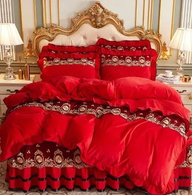 Sciacquare Set di biancheria da letto invernale europea ricamo di lusso lenzuola pizzo copertura gonna da letto