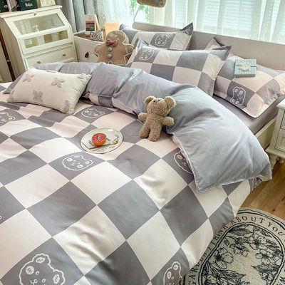 Set di biancheria da letto in poliestere in colore personalizzato con coperchio di coperta piatto e cuscino