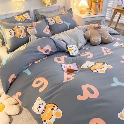 Set di biancheria da letto in poliestere in colore personalizzato con coperchio di coperta piatto e cuscino