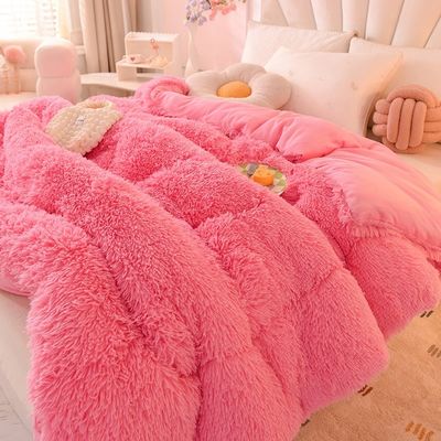 Super Soft Plush Quilt con velluto artificiale e 100% di poliestere riempendo biancheria da letto rosa