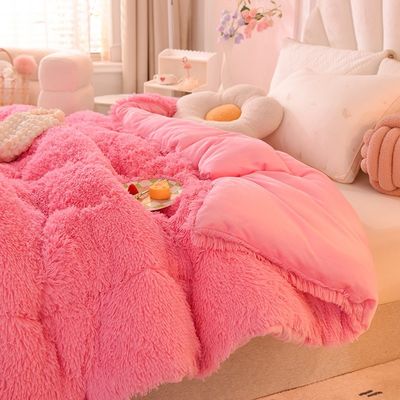 Super Soft Plush Quilt con velluto artificiale e 100% di poliestere riempendo biancheria da letto rosa