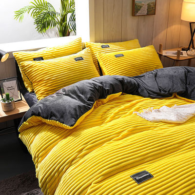 Stripes Pattern Magic Fleece Set di biancheria da letto a doppio lato 4 pezzi Collezioni per tutte le stagioni