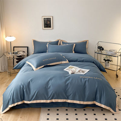 2023 Stile Grado A 100% cotone 4pcs Set di biancheria da letto con processo di abbinamento ad angolo ricamato