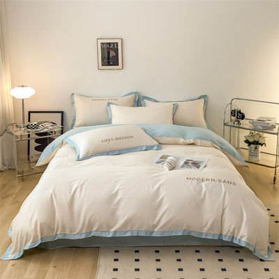 2023 Stile Grado A 100% cotone 4pcs Set di biancheria da letto con processo di abbinamento ad angolo ricamato