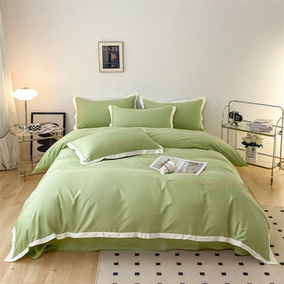 Tessuto di cotone di tutte le stagioni di lino morbido 4pcs lenzuola piatta tessuta Set di biancheria da letto per biancheria da letto di lusso
