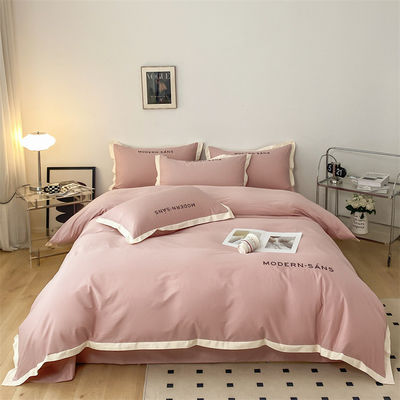 Tessuto di cotone di tutte le stagioni di lino morbido 4pcs lenzuola piatta tessuta Set di biancheria da letto per biancheria da letto di lusso
