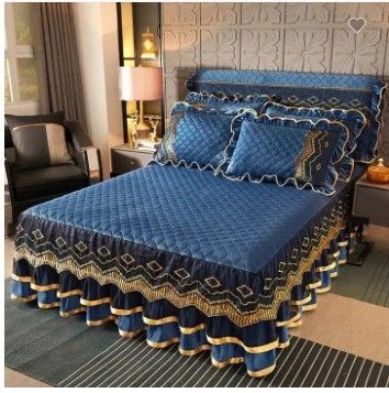 Set di biancheria da letto per hotel in fibra di poliestere pianta floreale stampata copertura da letto gonna montata lenzuola da letto 3pcs