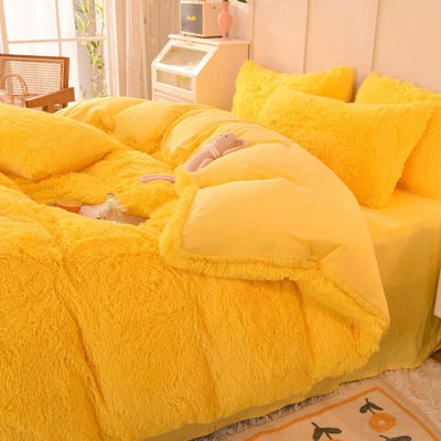 Color arcobaleno pelliccia velluto pelosa pelliccia lenzuola set per bambini ragazza numero di fili 300tc