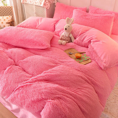 Color arcobaleno pelliccia velluto pelosa pelliccia lenzuola set per bambini ragazza numero di fili 300tc