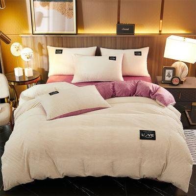 Polyester Flannel Velvet Fleece Inverno Caldo Massello Queen King Size Letto Set Per Letti