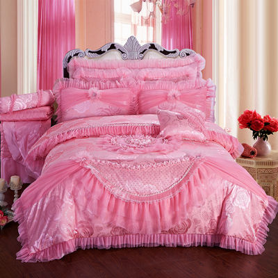 60 Conteggio High End Pizzo Letto Jacquard Tessuto Regina 100% di cotone organico Set di lenzuola