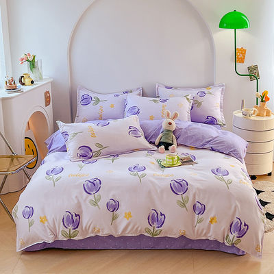 Stampa reattiva con modello di fiori semplici Set di lenzuola da letto in poliestere per lenzuola da letto di lusso