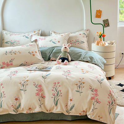 Stampa reattiva con modello di fiori semplici Set di lenzuola da letto in poliestere per lenzuola da letto di lusso