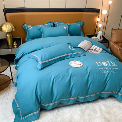 Norme nazionali Difficienza del colore Grado 200TC Ricamo Letto Lenzuola Piatta Set Letto ASD01