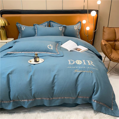 Set di biancheria da letto in cotone ricamata per tutte le stagioni Eco-friendly and soft hand feel for bedroom