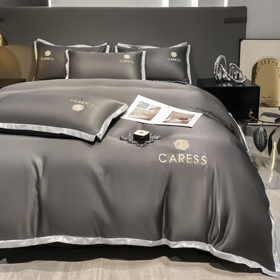 Set di biancheria da letto di lusso lavata in seta ricamata Set di copertura da letto per ospedale scuola casa