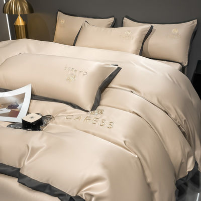 Set di biancheria da letto di lusso lavata in seta ricamata Set di copertura da letto per ospedale scuola casa