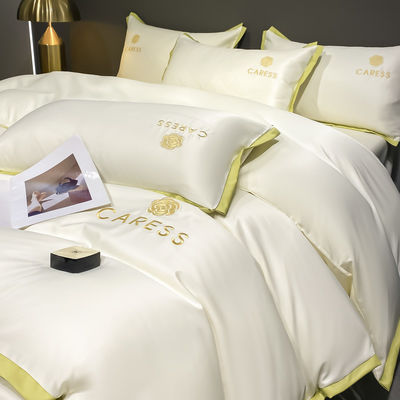 Set di biancheria da letto di lusso lavata in seta ricamata Set di copertura da letto per ospedale scuola casa