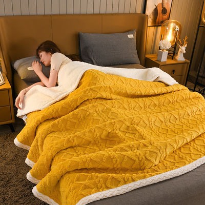 Luxury Super Spesso Jacquard Piumaggio Lana Oversized Sherpa Letto Copertina Gettare per i bisogni