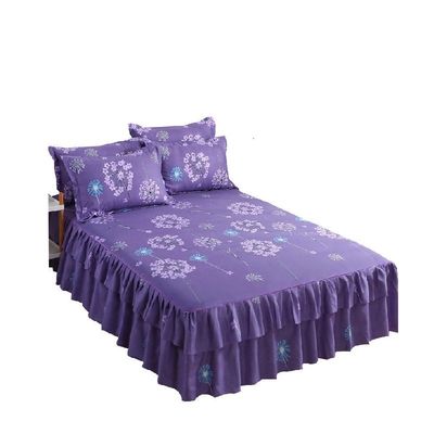 Piante floreali moderne stampate tessuto 100% cotone copertura letto Fitted gonna lenzuola 3pcs biancheria da letto copertina set