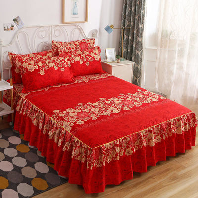 Piante floreali moderne stampate tessuto 100% cotone copertura letto Fitted gonna lenzuola 3pcs biancheria da letto copertina set
