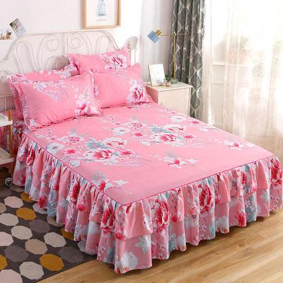 Piante floreali moderne stampate tessuto 100% cotone copertura letto Fitted gonna lenzuola 3pcs biancheria da letto copertina set