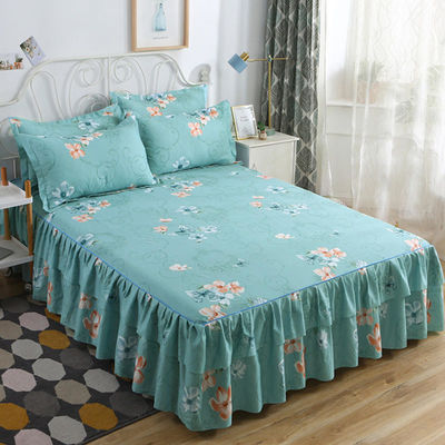 Piante floreali moderne stampate tessuto 100% cotone copertura letto Fitted gonna lenzuola 3pcs biancheria da letto copertina set