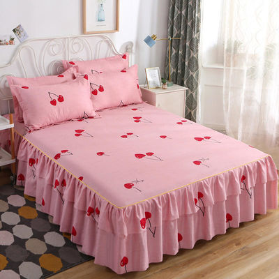 Piante floreali moderne stampate tessuto 100% cotone copertura letto Fitted gonna lenzuola 3pcs biancheria da letto copertina set