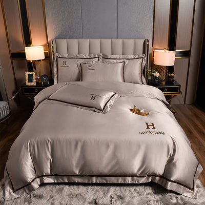Set di biancheria da letto di fascia alta Coperta di coperta di seta di seta semplice Set di quattro pezzi per i requisiti del cliente