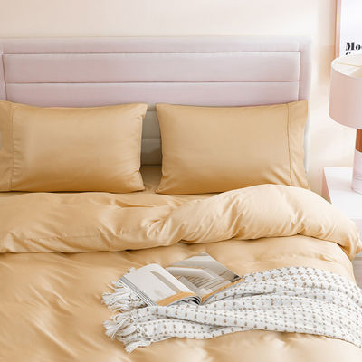 Set di lenzuola in fibra di bambù a colori solidi personalizzato 60S 300TC con copertura di coperta e coperture per cuscini