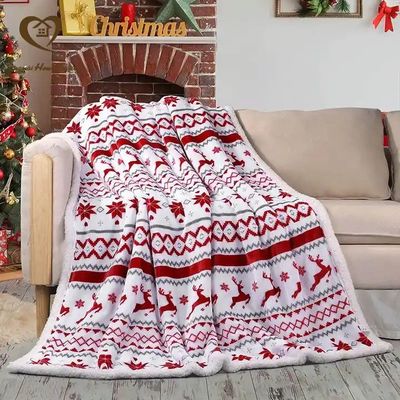 Anti-pilling Corall Fleece doppio strato Sherpa Plush Copertura per i regali di Natale personalizzati