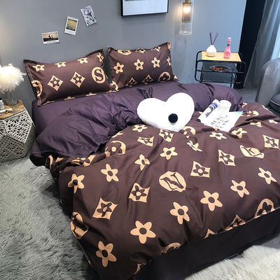 Semplice 4 Pcs Cartoon Polyester lenzuola da letto Set per Due Doppio Queen King Size Letti