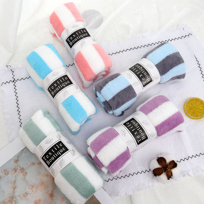 360 gsm colorato a strisce corallo pelliccia faccia asciugamano da bagno 5 pezzi Set con logo personalizzato