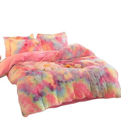 Set di biancheria da letto rosa artigianale con velluto artificiale super morbido e copertura pelosa